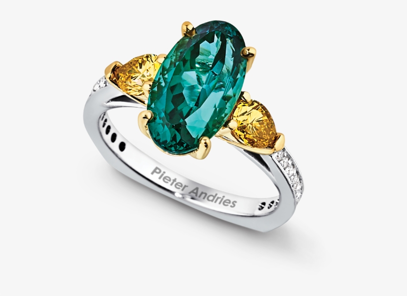 040194 - Green And Yellow Sapphire Ring, transparent png download