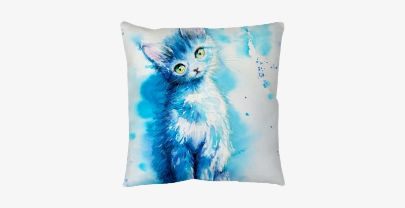 Sitting Cute Little Blue Cat - Imagenes De Gatos Acuarelas, transparent png download