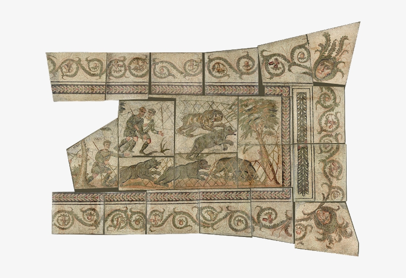 'roman Mosaics Across The Empire' At The J - Bear Hunt Roman Mosaic, transparent png download