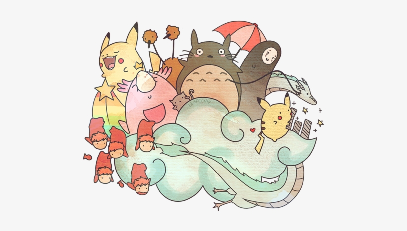 Pikachu, Pokemon, And Ponyo Image - Totoro And Ponyo, transparent png download