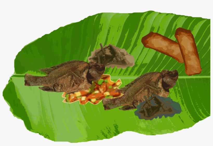 Boodle Fight Food Military Tradition Eating - Free Transparent Banana Leaf Illustration, transparent png download