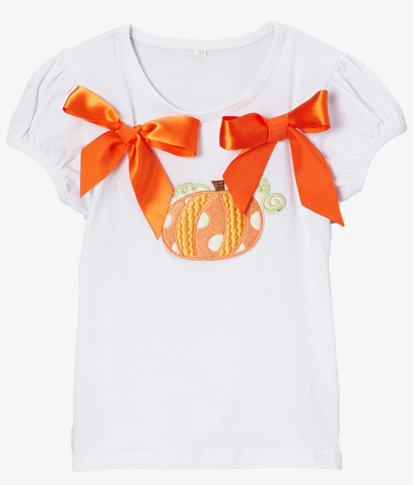 Orange Ribbon Pumpkin Short Sleeve Thanksgiving & Halloween - Orange Ribbon, transparent png download
