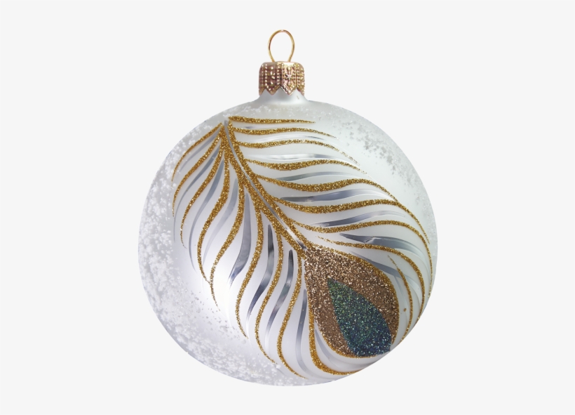 Magnificent Peacock Feather Glitter Ball Mouth Blown - Large Peacock Feather Ball, transparent png download