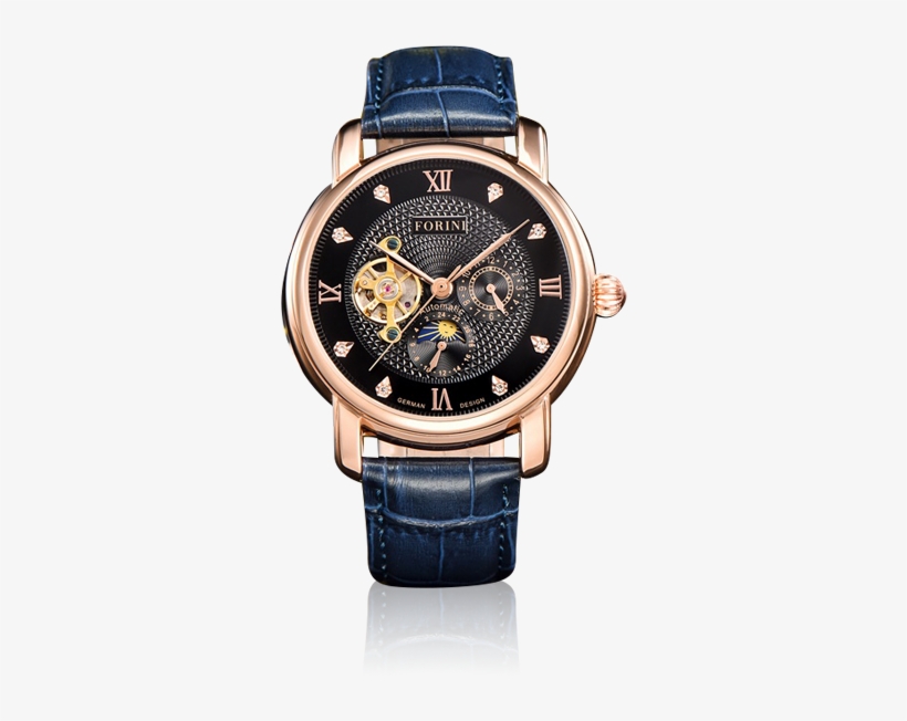 Tagore Rose Gold On Blue - Just Cavalli Watches Black, transparent png download