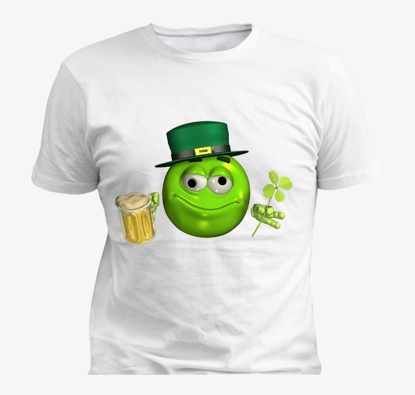 Leprechaun Emoticon Emoji With Beer Custom T-shirt, - Leprechaun Emoticon, transparent png download