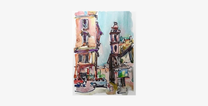 Original Freehand Sketch Watercolor Painting Of Rome - Watercolor Painting, transparent png download