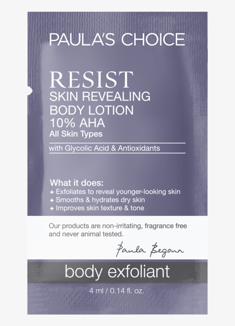 Resist Anti-aging Skin Revealing Body Lotion Aha Sample - Paula's Choice Resist Skin Revealing Body Lotion 10%, transparent png download