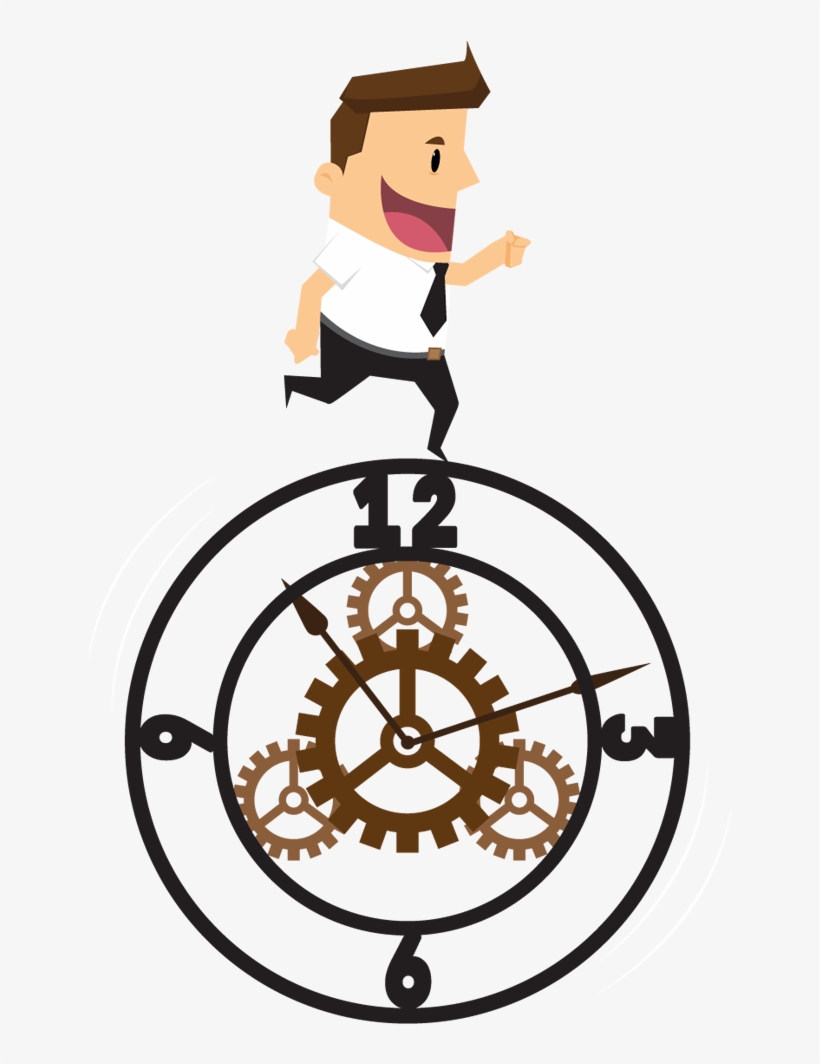 Cartoon Businessman Running Against The Clock - Illustration, transparent png download
