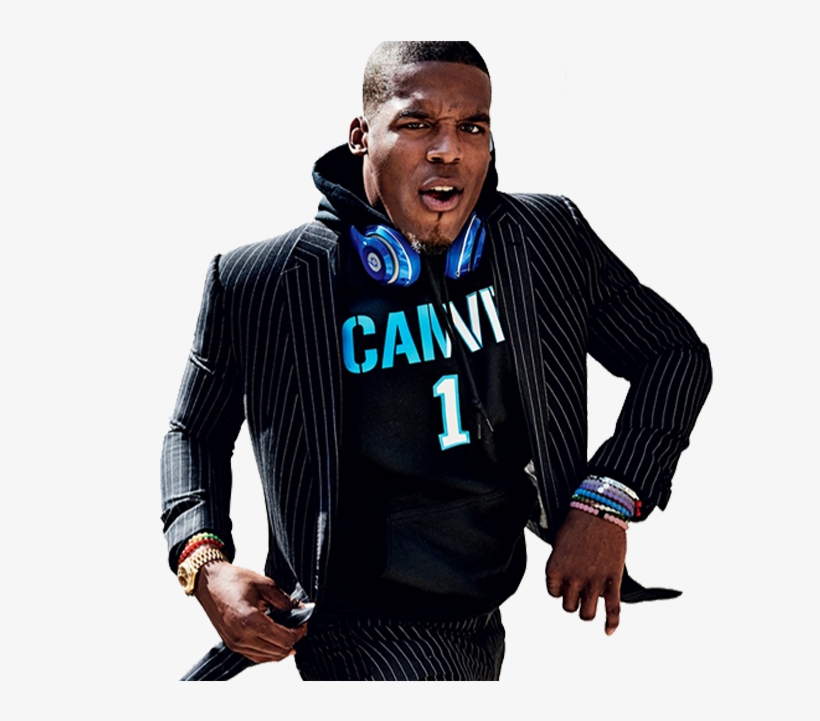 Follow Cam Newton - Cam Newton Wearing A Hoodie, transparent png download
