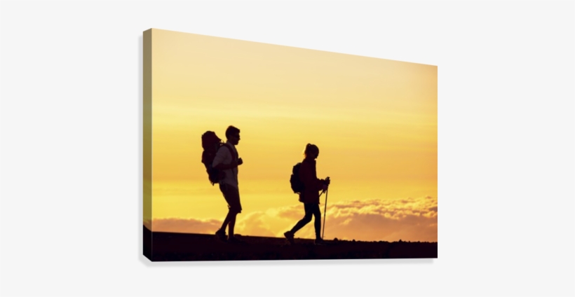 Silhouettes Of Two Hikers With Backpacks Walking At - Posterazzi Silhouettes Of Two Hikers With Backpacks, transparent png download