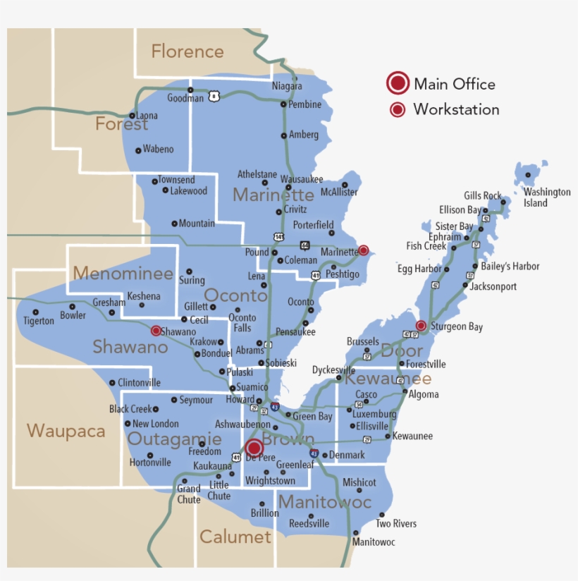 Service Map With Pins 2018unityadm1n2018 02 19t16 - Wisconsin, transparent png download