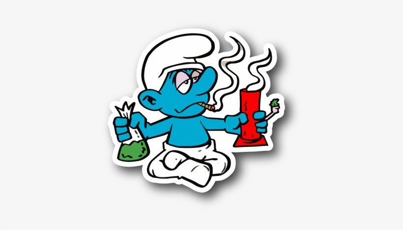 Blue Cartoon Hitting A Bong Sticker - Weed Bong Stickers, transparent png download
