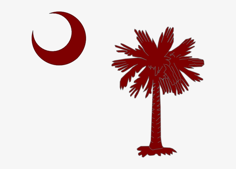 Garnet Palmetto Tree & Moon Clip Art - South Carolina Flag Black And White, transparent png download