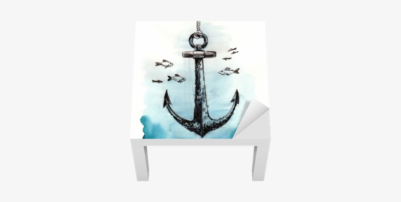 Watercolor Sketch Of An Anchor Underwater Lack Table - Underwater Anchor Sketch, transparent png download