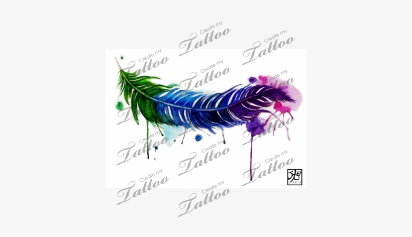 Marketplace Tattoo Water Color Feather Tattoo - Watercolor Feather Tattoo Drawings, transparent png download
