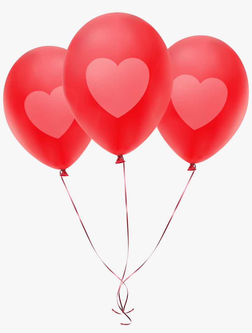 Red Balloons With Heart Transparent Png Clip Art Image, transparent png download
