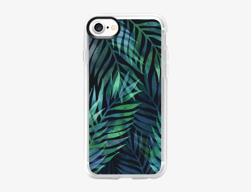 Dark Green Watercolor Tropical Palm Leaves Pattern - Dark Green Palms Leaves Pattern Scarf, transparent png download
