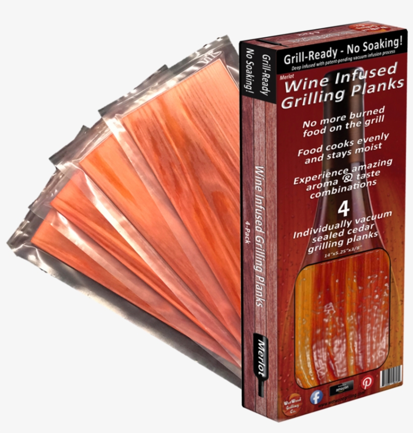 Wine Infused Grill Ready Grilling Planks 4 Pack Wetwood - Wetwood Grilling Co Wine Infused Grill-ready Grilling, transparent png download