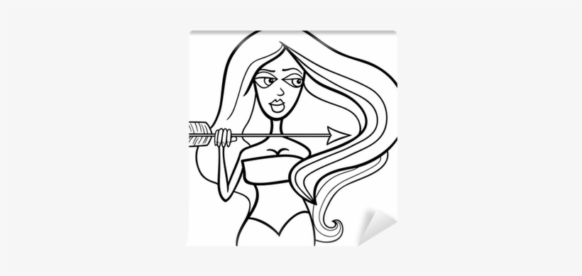 Woman Sagittarius Sign For Coloring Wall Mural - Sagittarius, transparent png download