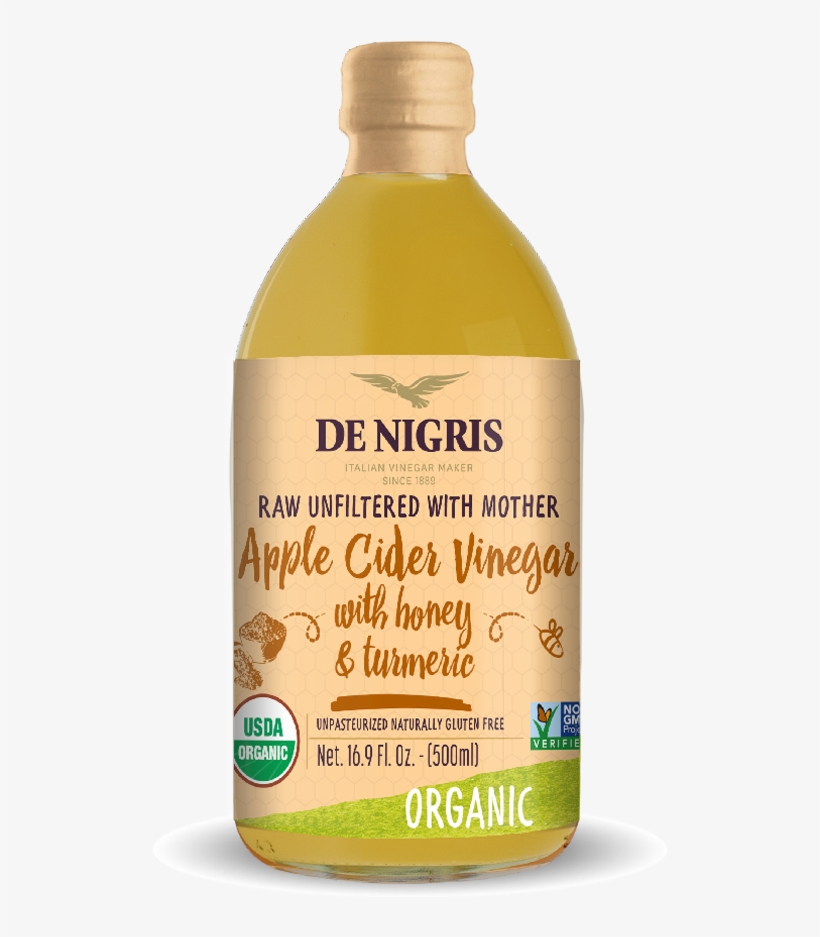 Organic Apple Cider Vinegar With Honey & Turmeric - De Nigris Vinegar, Organic, Apple Cider, Raw Unfiltered,, transparent png download