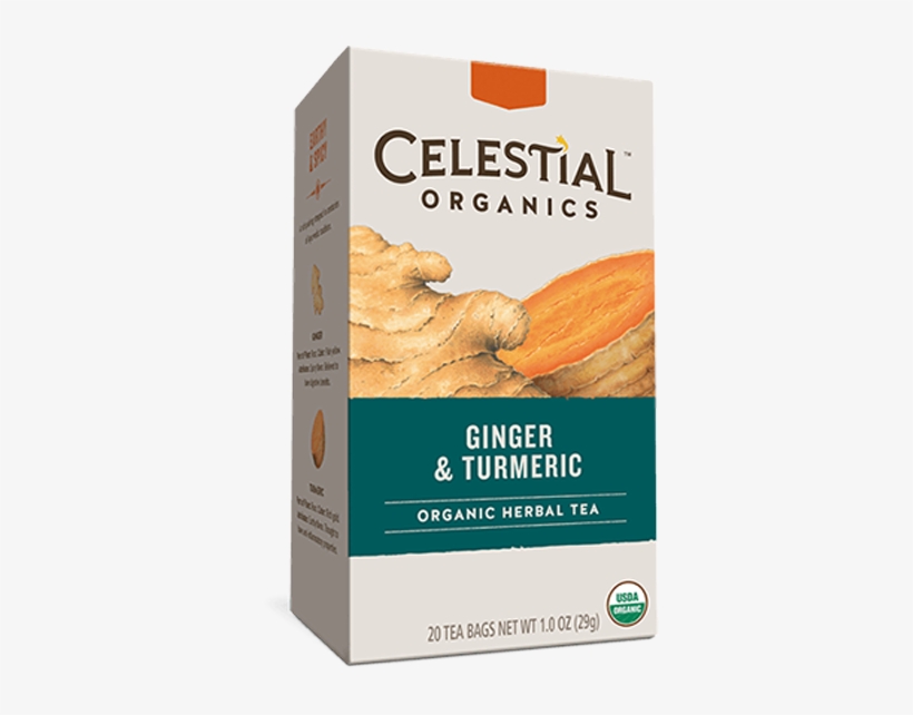 Organic Ginger & Turmeric Tea Bags - Celestial Seasonings Organic Ginger & Turmeric, transparent png download