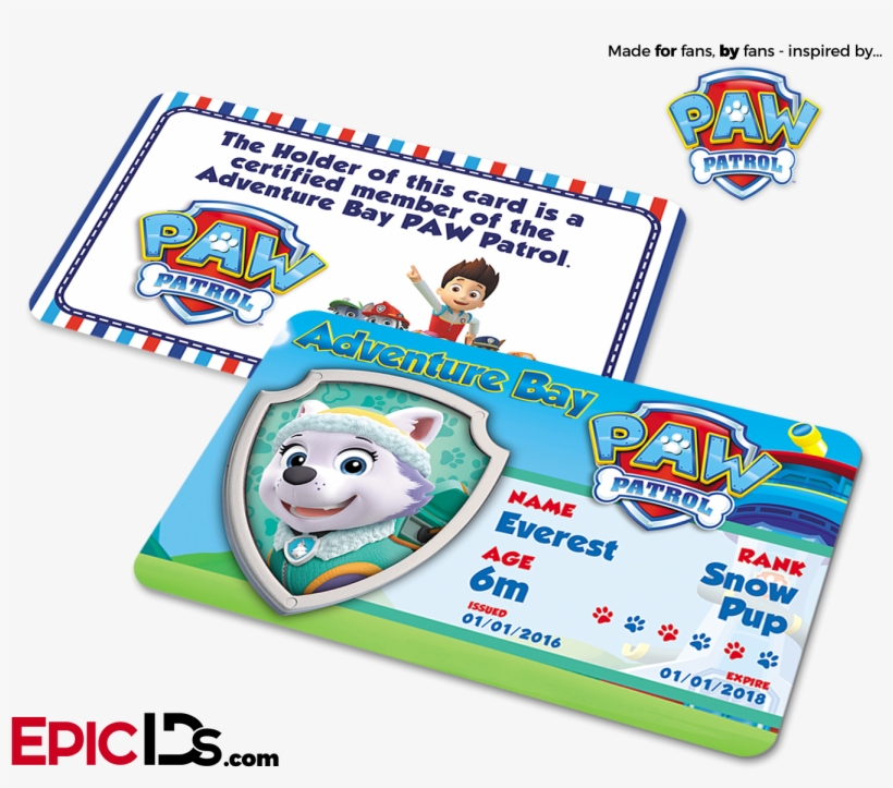 Paw Patrol Inspired Adventure Bay Paw Patrol Id Card - Oitnb Inmate Chapman Number, transparent png download