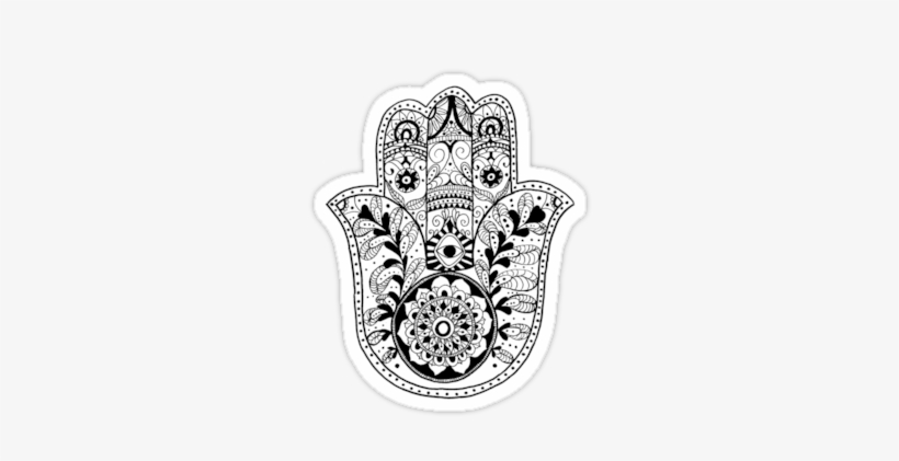 The Hamsa Hand By Carolyn Huane - Hippie Stickers Black And White, transparent png download