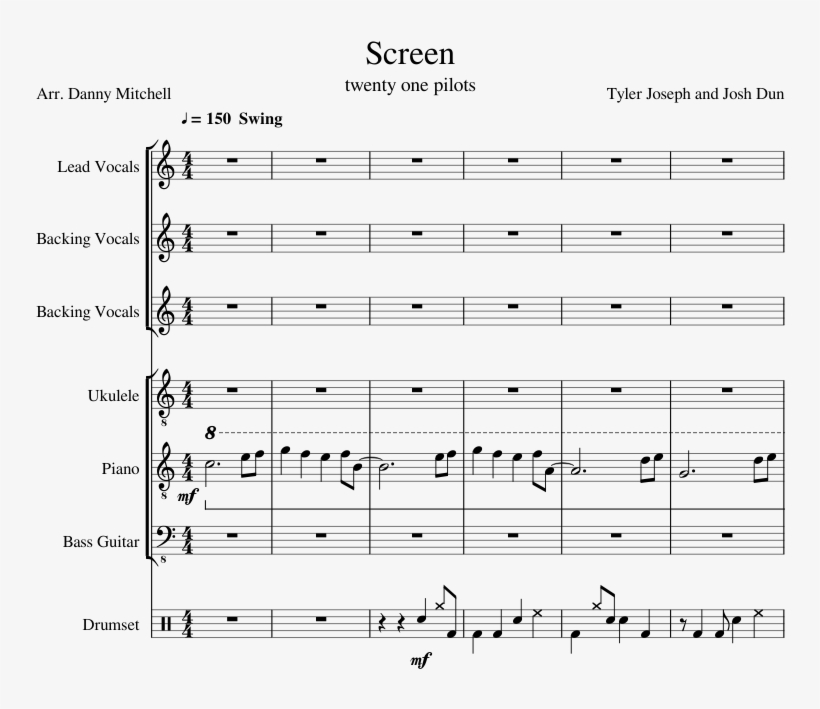 Screen Sheet Music Composed By Tyler Joseph And Josh - Sheet Music, transparent png download
