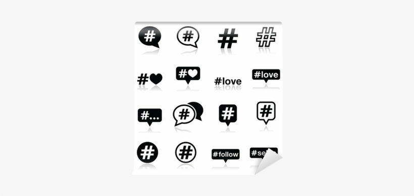 Fotomural Hashtag, Iconos De Redes Sociales Establecen - Хэштег Вектор, transparent png download