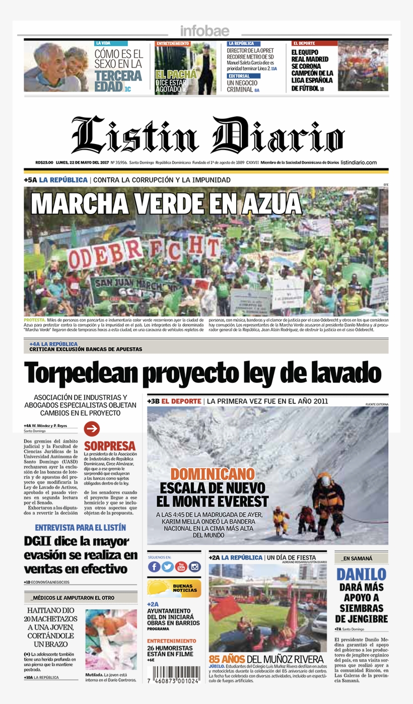 Listin Diario, República Dominicana, Lunes 22 De Mayo, transparent png download