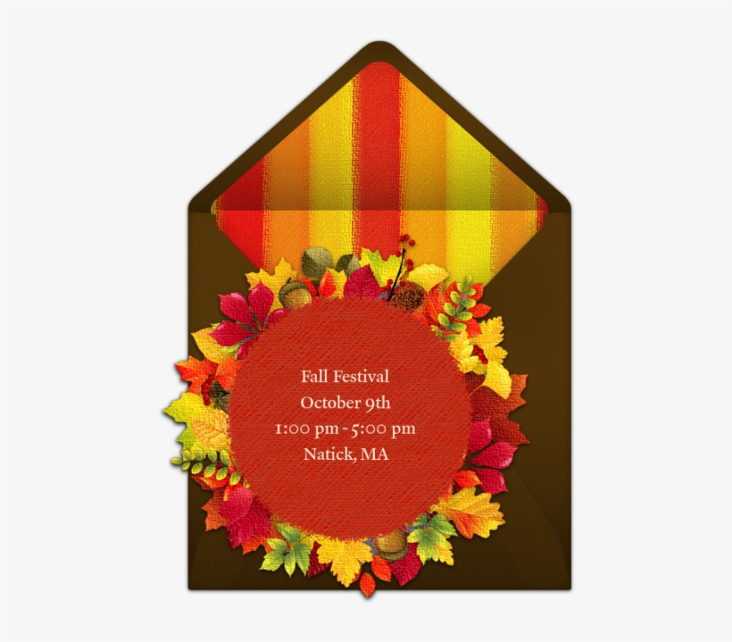 Leaf Wreath Online Invitation - Greeting Card, transparent png download