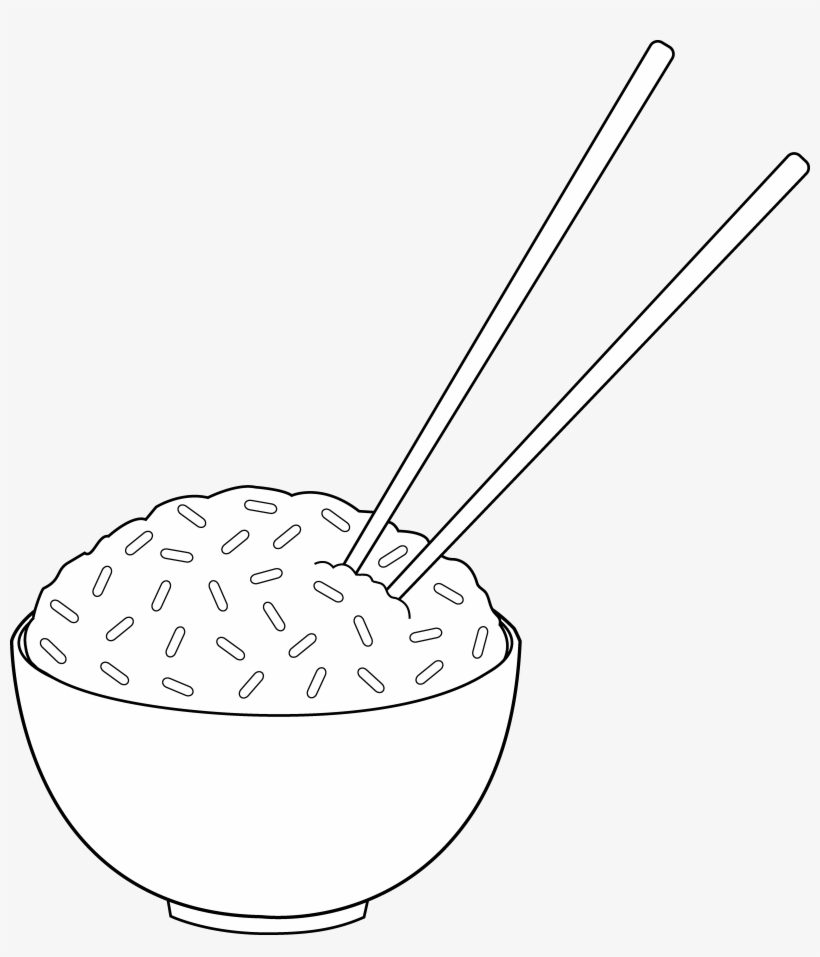 Clipart Download Line Art With Chopsticks Free Clip - Rice Bowl With Chopsticks, transparent png download