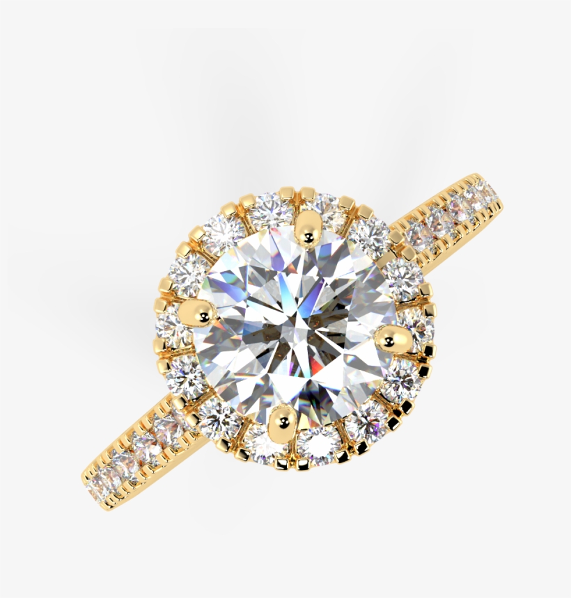14 Karat Gold And Diamond Halo Ring - Gold, transparent png download