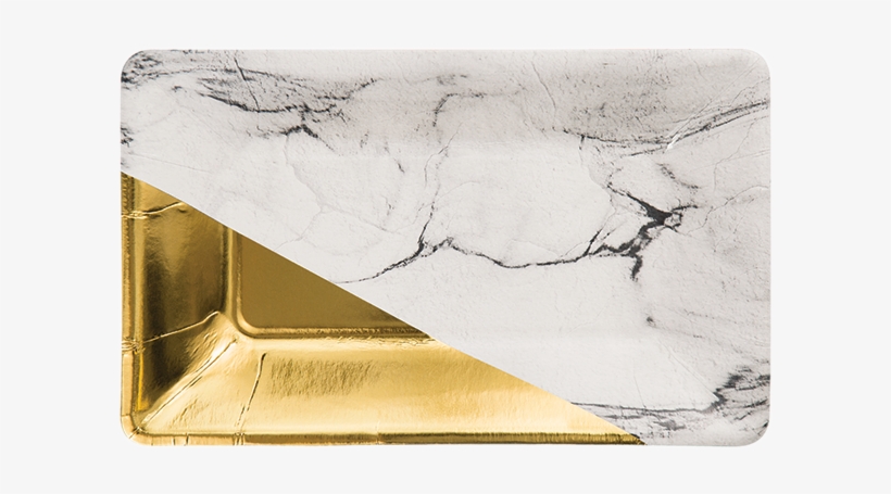 Black & White Marble Rectangular Plate With Gold Foil - Creative Converting Foil Appetizer Plate, transparent png download