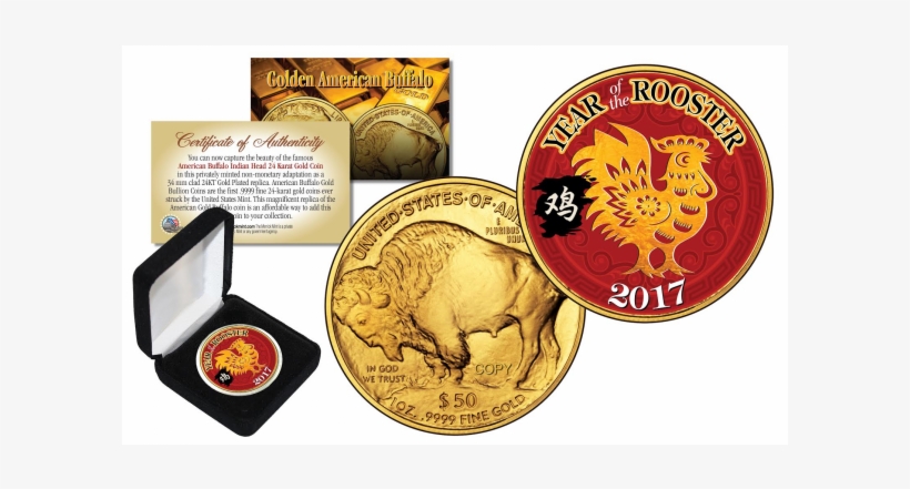 2017 Chinese New Year * Year Of The Rooster * 24 Karat - Buffalo Gold Coin Limited Edition, transparent png download