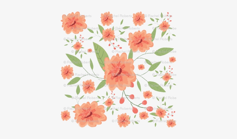Peach Painted Flowers - Motif, transparent png download