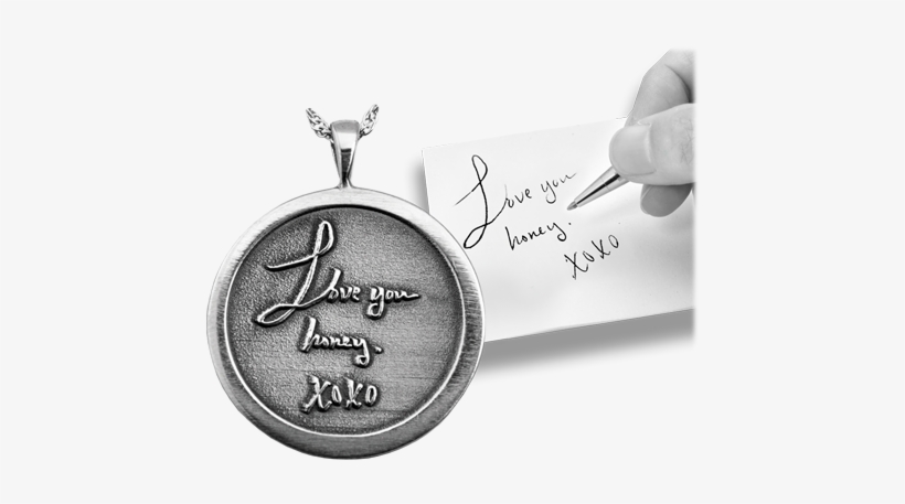 Handwriting Jewelry Pendant Made From Actual Handwriting - Gold, transparent png download