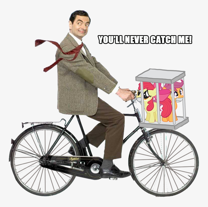 Apple Bloom, Bicycle, Cage, Gag, Image Macro, Kidnapped, - Mr Bean On A Bike, transparent png download