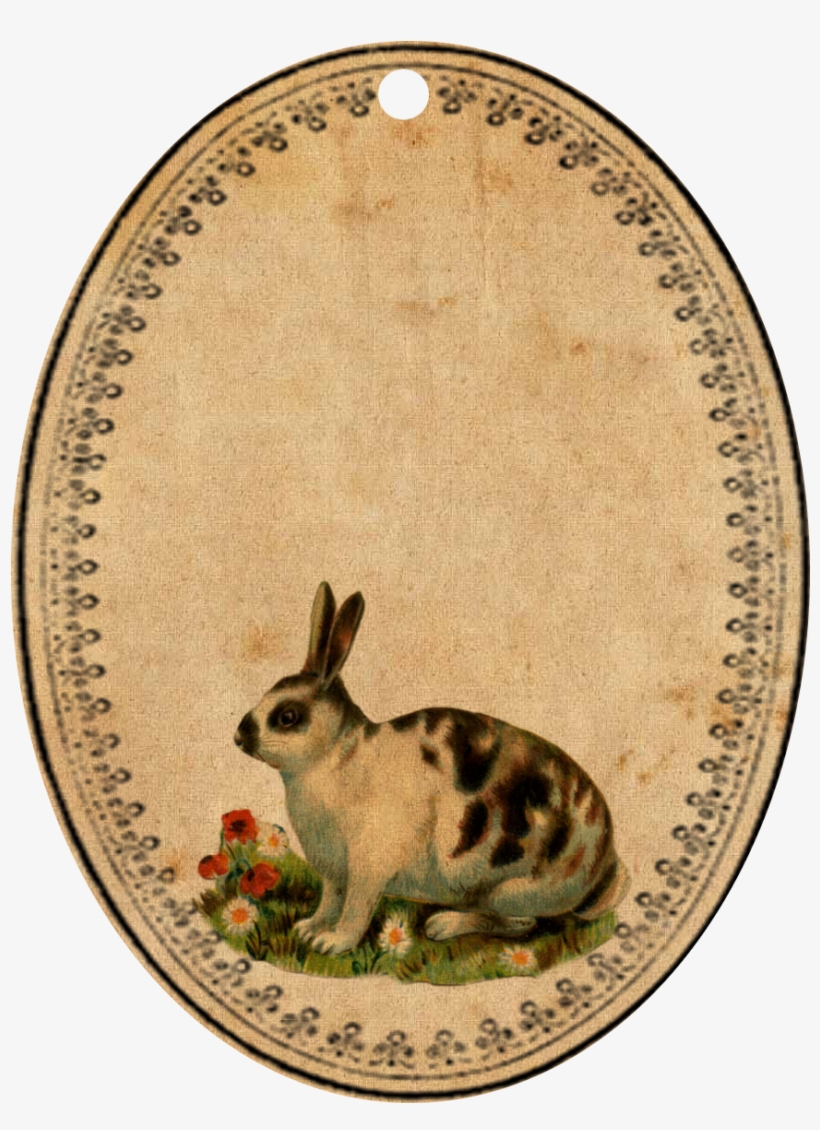 Bunnyoval3 - Whimsybags Vintage Spotted Bunny Rabbit Natural Or, transparent png download