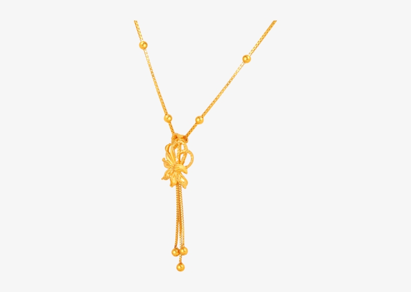 Shiny Gold Ball Type Chain With Leafed Charms Necklace - Necklace, transparent png download