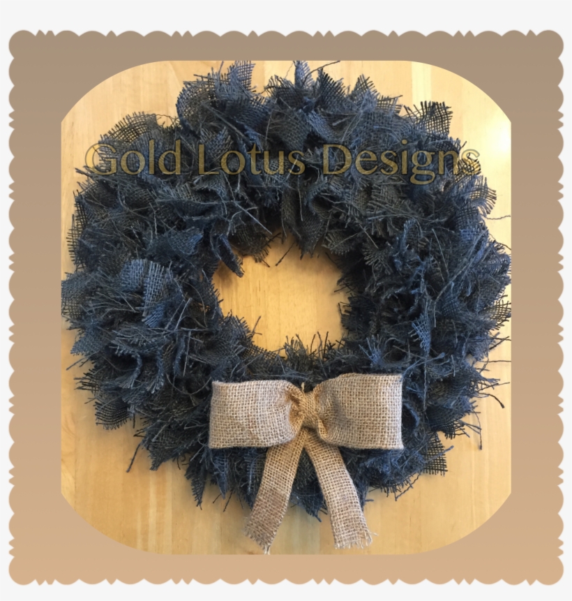 Steel Grey Burlap Wreath W/ Bow, - Wreath, transparent png download