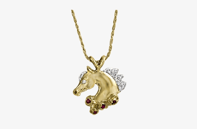 Victory Wreath Horse Pendant In Gold With Diamonds - Locket, transparent png download