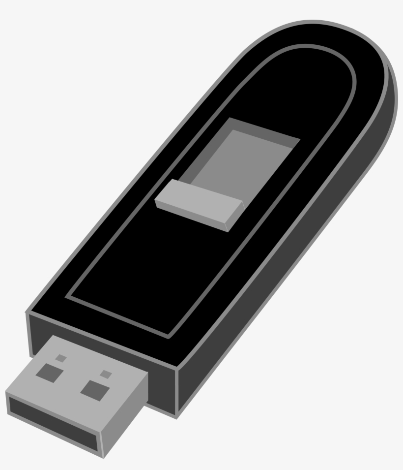 Black Usb Flash Drive - Flash Drive Black And White, transparent png download