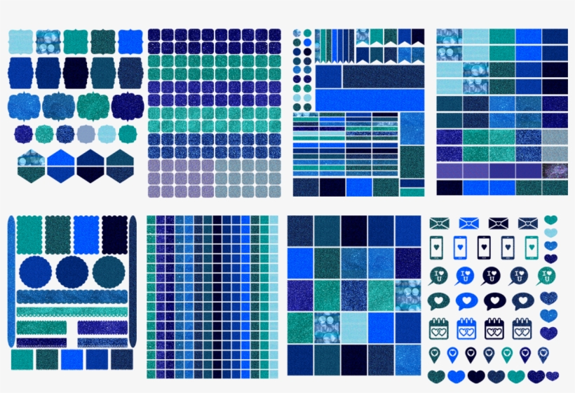 Glitter Blue Stickers - Circle, transparent png download