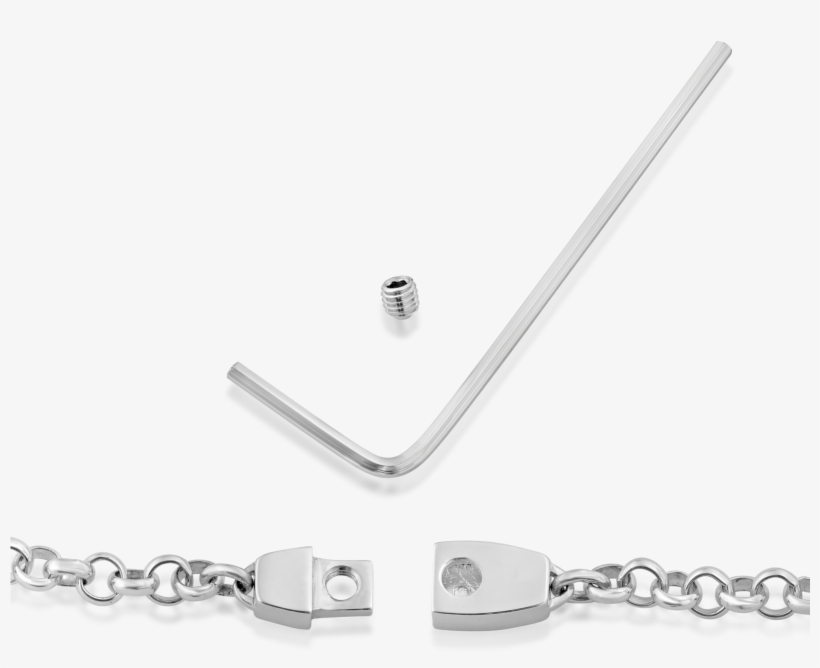 Open Sterling Silver Chain Lock With Screw And Allen - Necklace, transparent png download