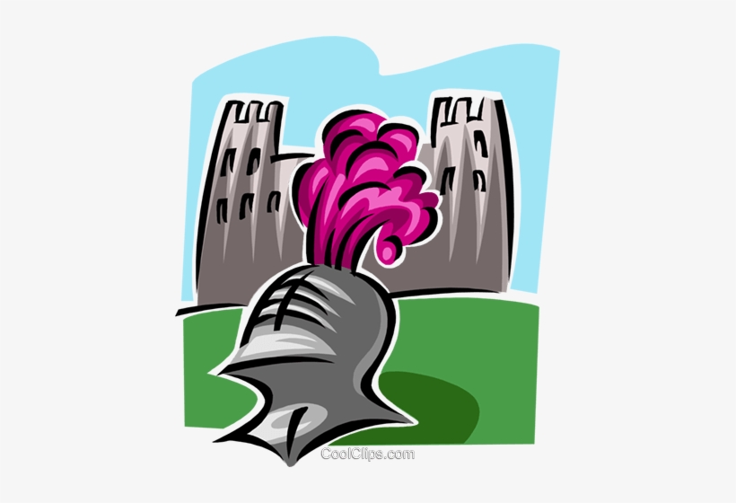 Knight Helmet In Front Of Castle Royalty Free Vector - Clip Art, transparent png download