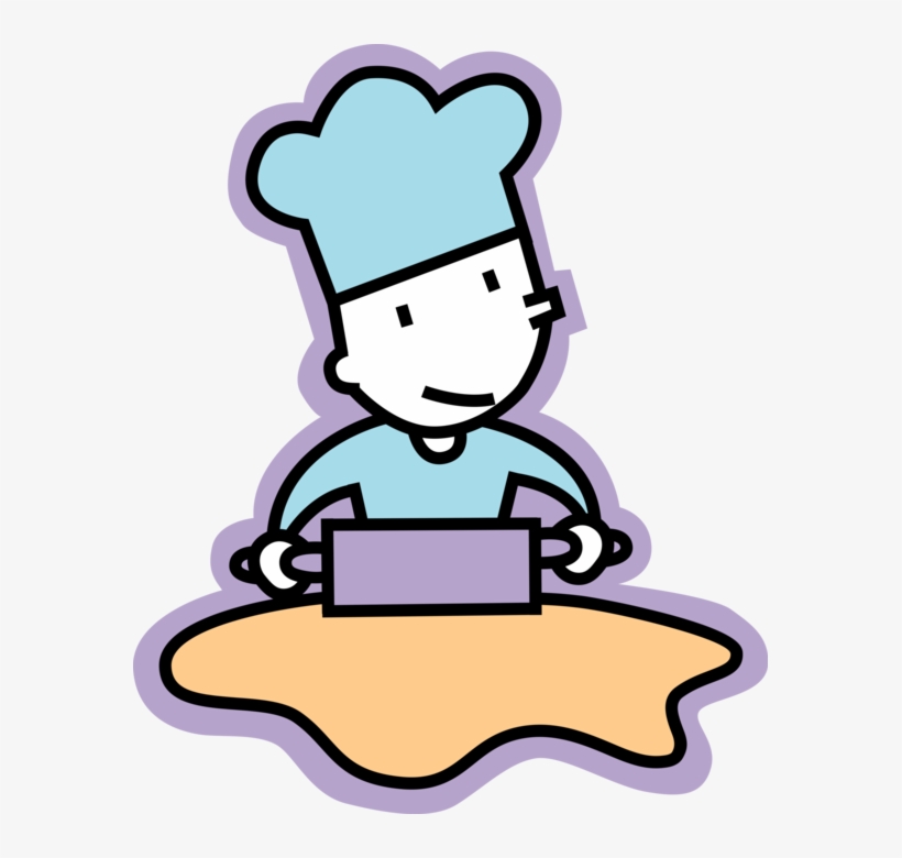 Vector Illustration Of Baker Rolls Out Dough With Rolling - Cartoon Baker, transparent png download
