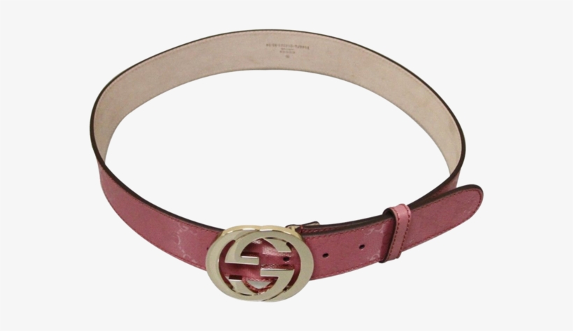Gucci Women's Pink Gg Canvas Interlocking G Buckle - Buckle, transparent png download