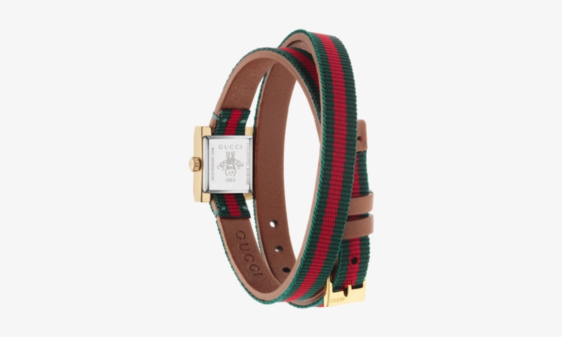 Gucci G Frame Multi Colour Dial Pvd Gold Plated Womens - Gucci Women's Swiss G Frame Green-red-green Web Double, transparent png download