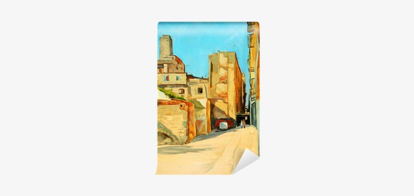 Old Court Yard In Barcelona, Illustration, Painting - Painting, transparent png download